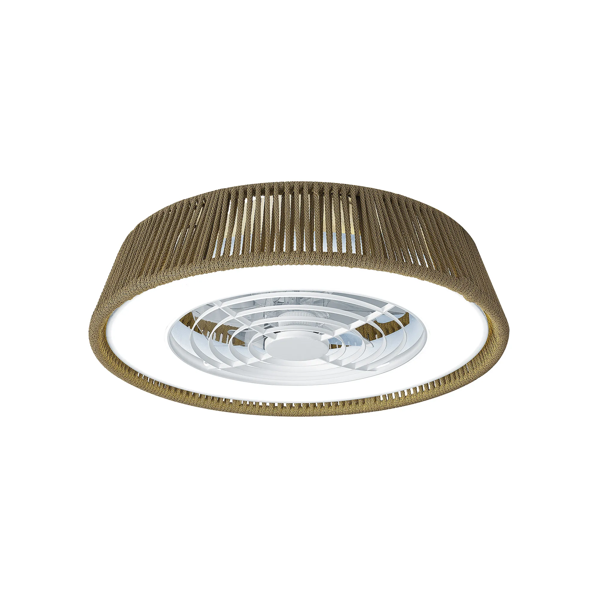M8228  Polinesia Nautica 55W LED Dimmable Ceiling Light & Fan, Remote Controlled Beige Oscu